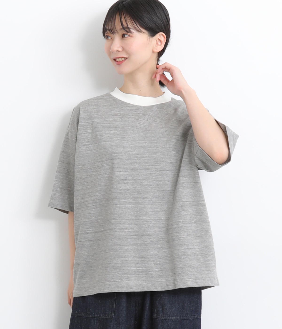 スラブカノコ汗染み防止加工プルオーバー(ライトグレー-ONESIZE)