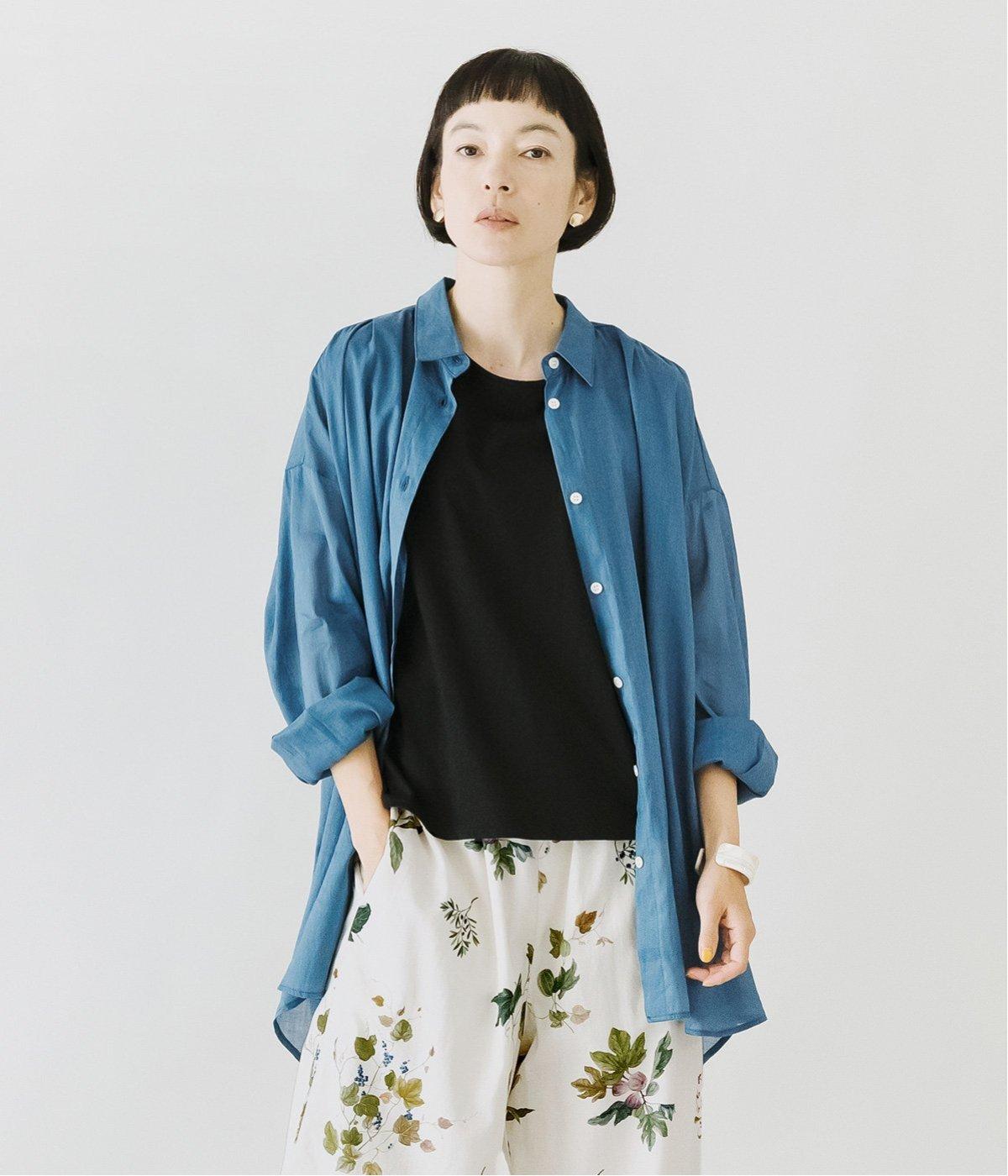 ラミーコットンローンロングシャツ(ブルー-ONESIZE)