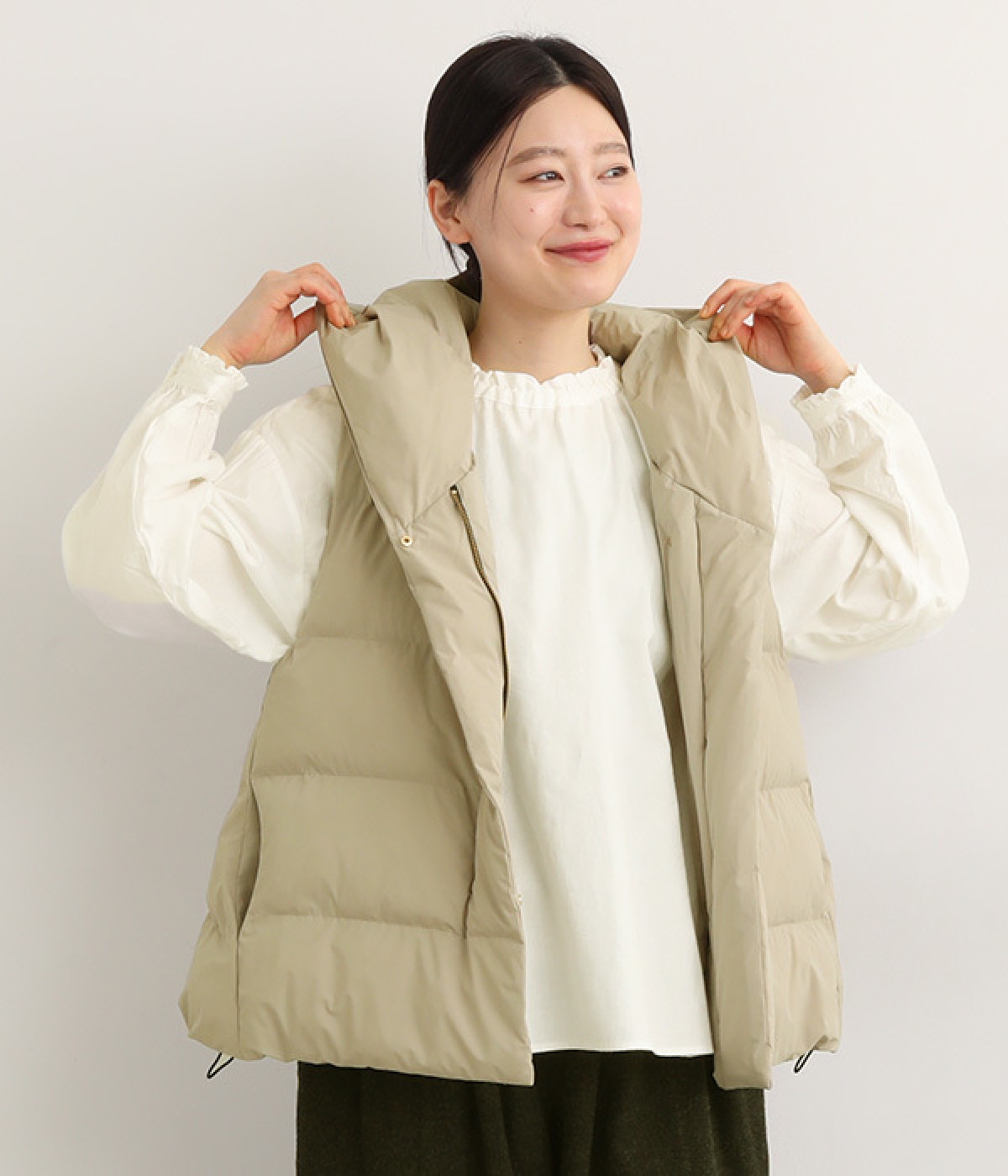ストレッチダウンベスト(ダークベージュ-ONESIZE)