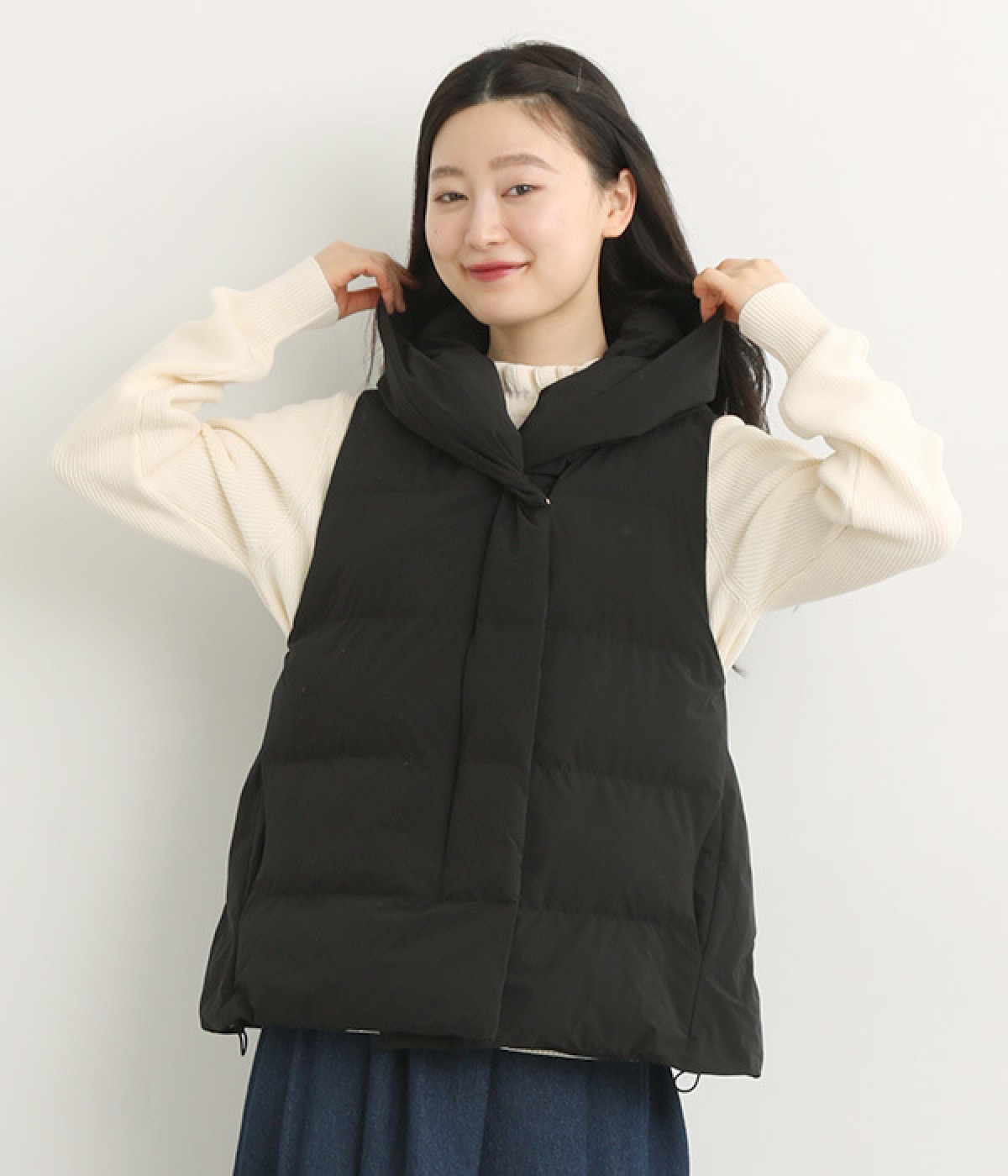 ストレッチダウンベスト(ブラック-ONESIZE)