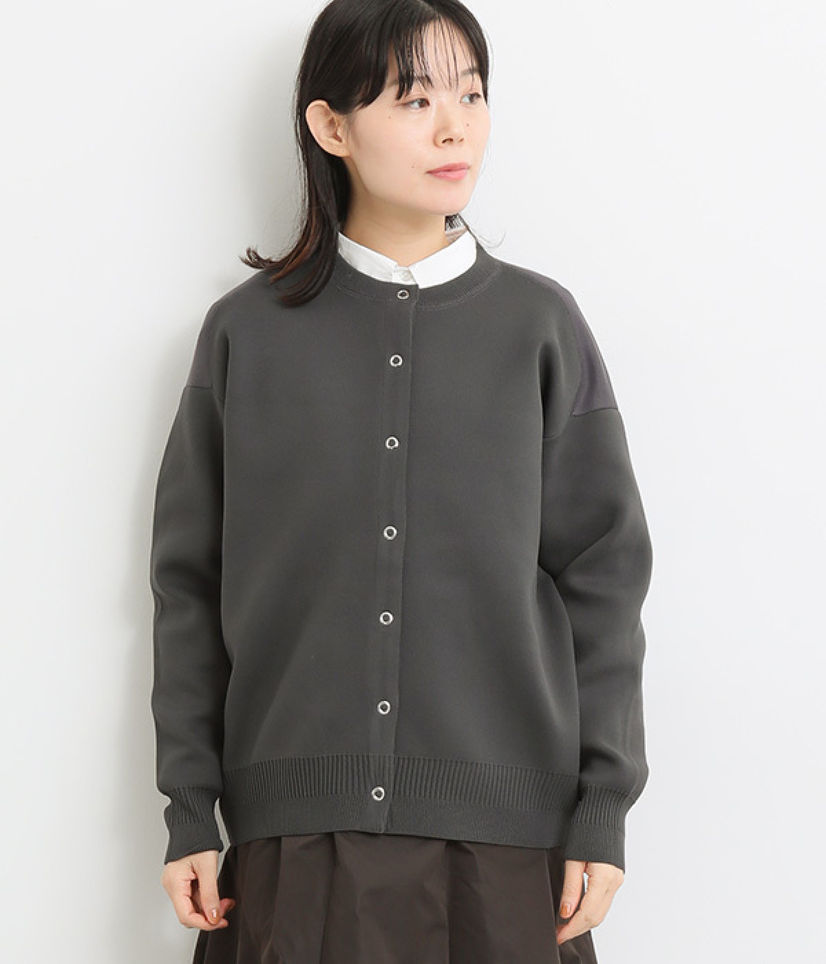 ドッキングニットカーディガン(チャコール-ONESIZE)