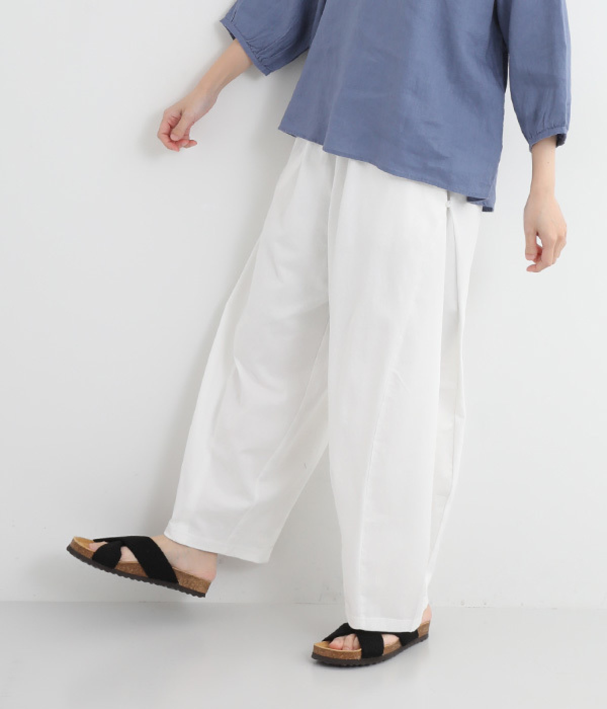 天竺サイド切替ボリュームパンツ(オフホワイト-ONESIZE)