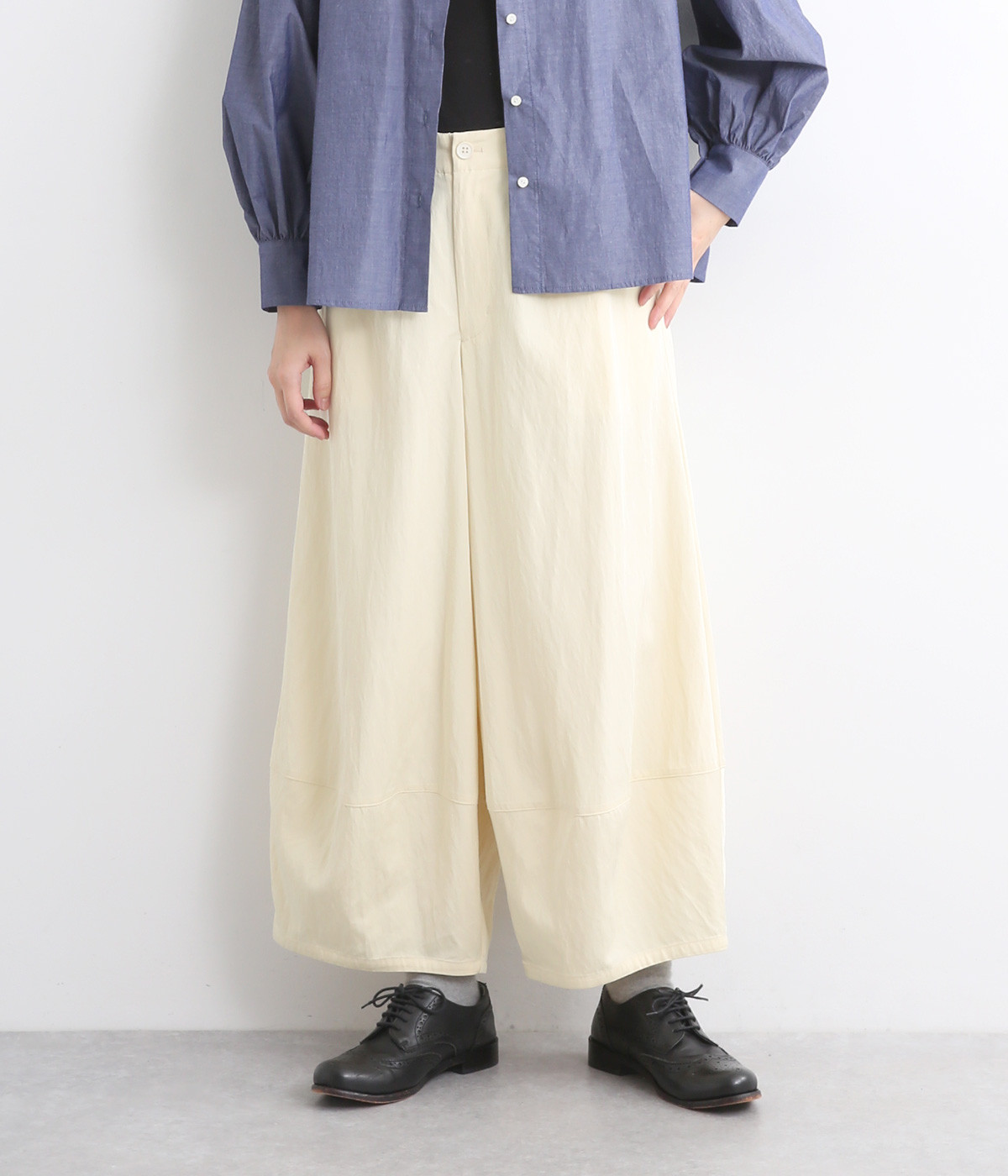 レーヨンナイロンツイルバルーンパンツ(ライトベージュ-ONESIZE)