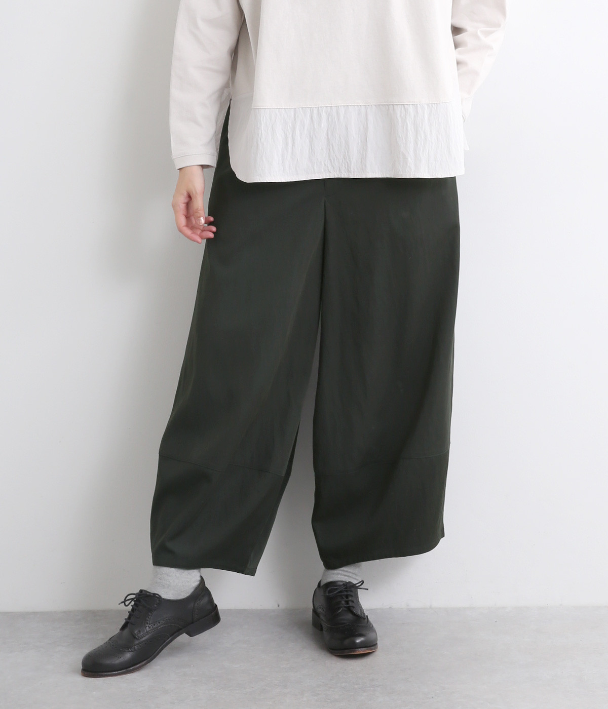 レーヨンナイロンツイルバルーンパンツ(チャコール-ONESIZE)