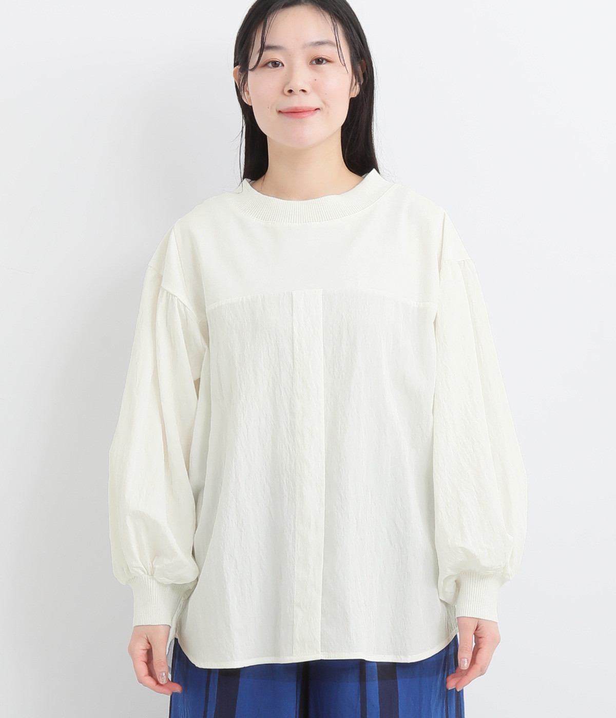 布帛切替ボリューム袖プルオーバー(オフホワイト-ONESIZE)