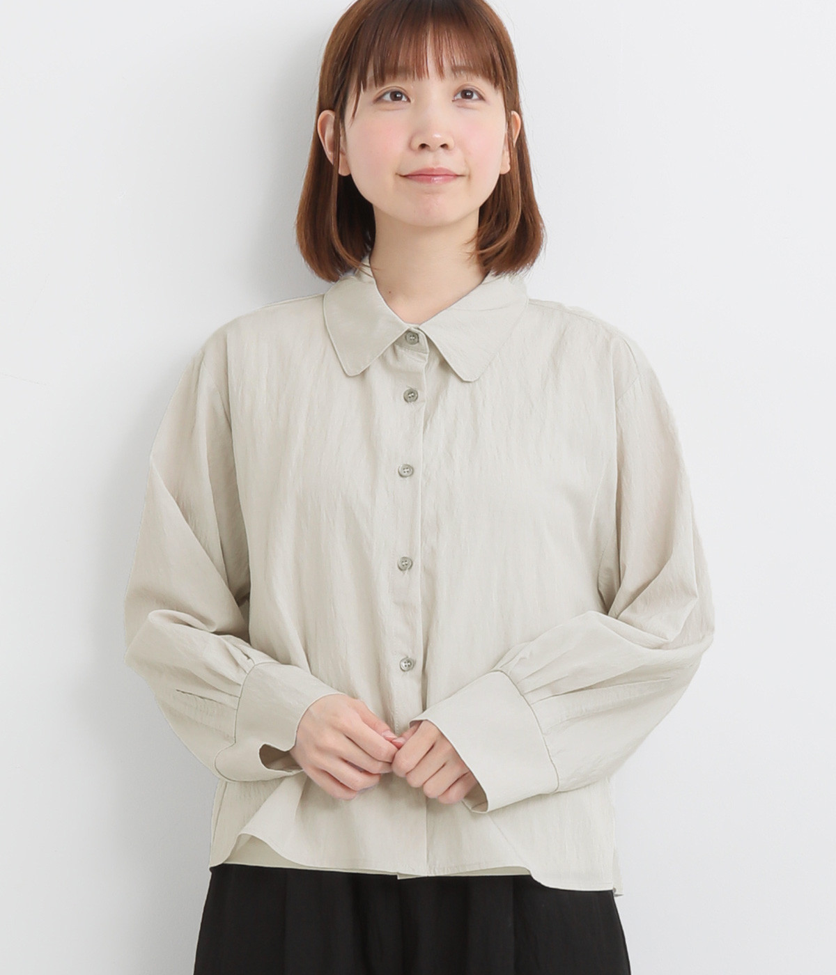 レーヨンナイロン切替袖シャツ(ライトグレー-ONESIZE)