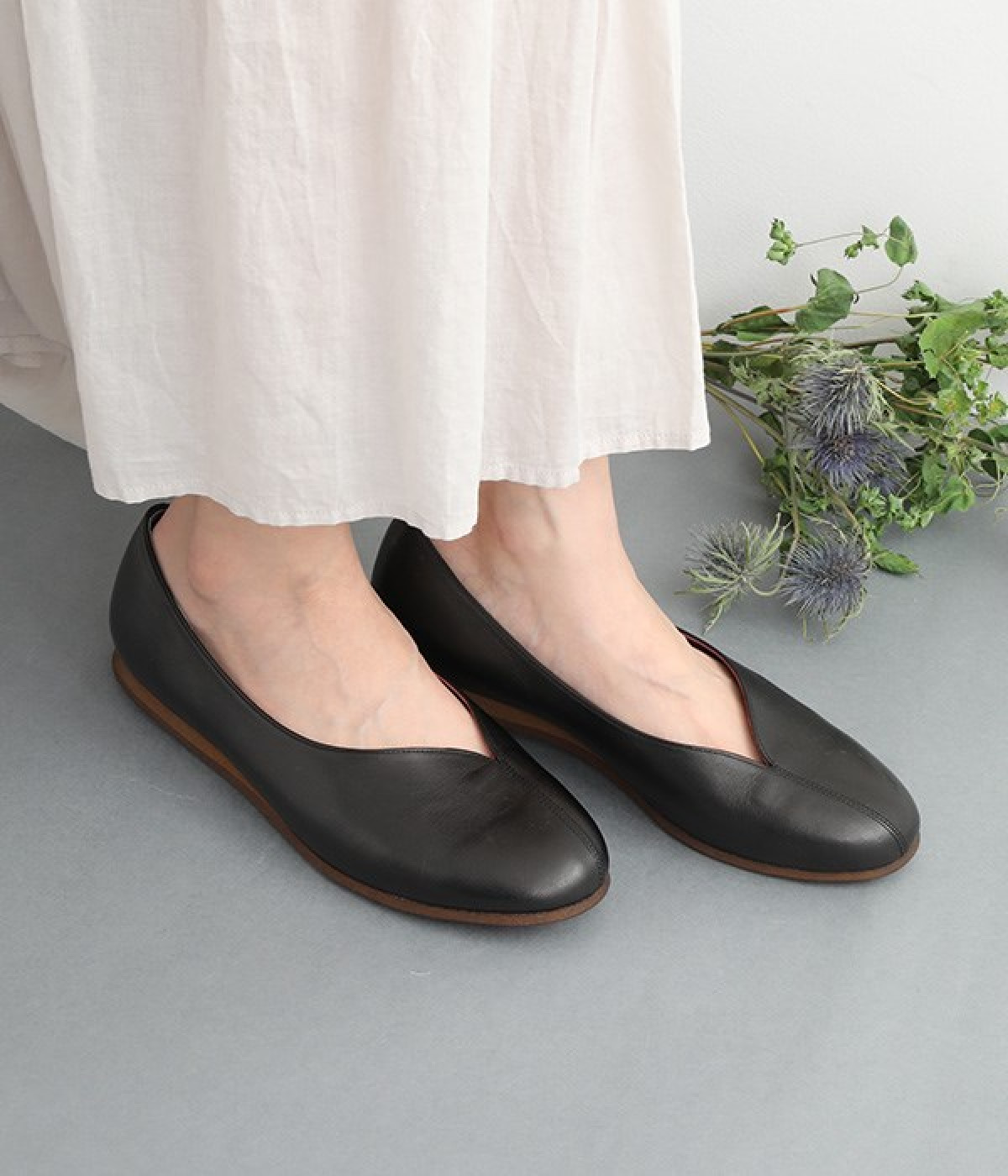 アシンメトリーシームパンプス(ブラック-36)