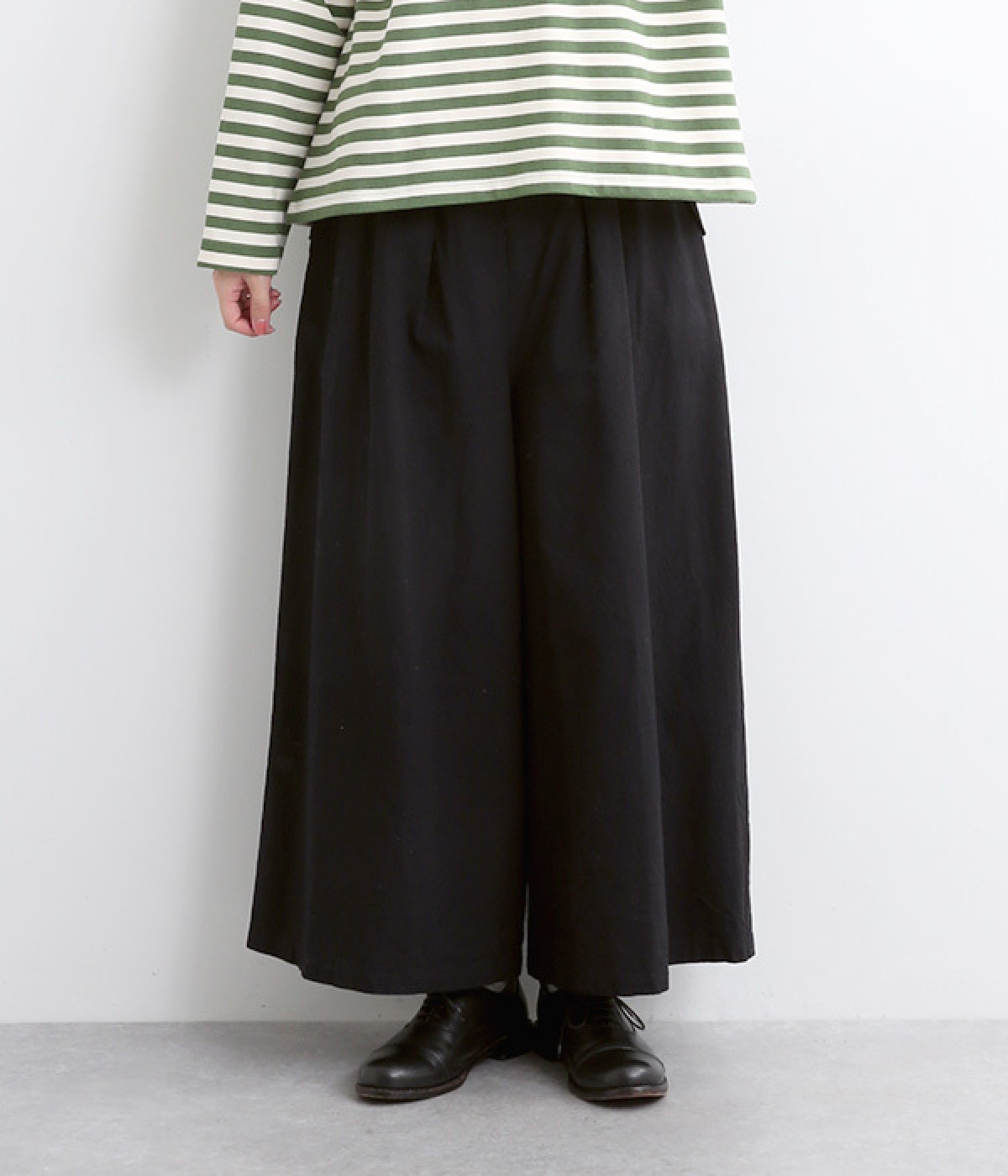 【tukuroi by SUN VALLEY】コットンリネン平織ワイドパンツ(ブラック-ONESIZE)