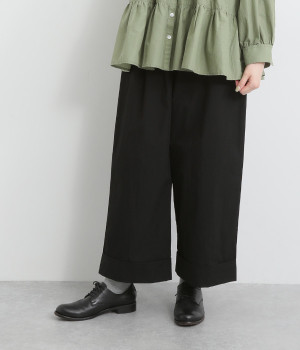コットンナイロンワッシャーワイドパンツ