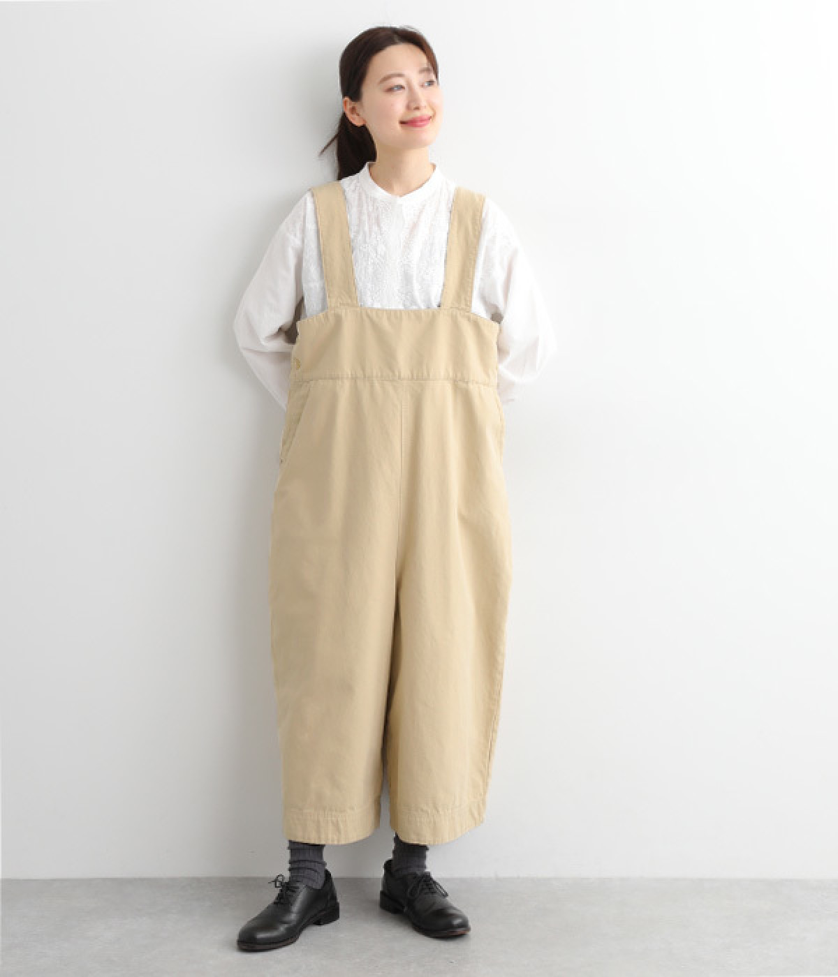 コットンライトキャンバスサロペット(ベージュ-ONESIZE)