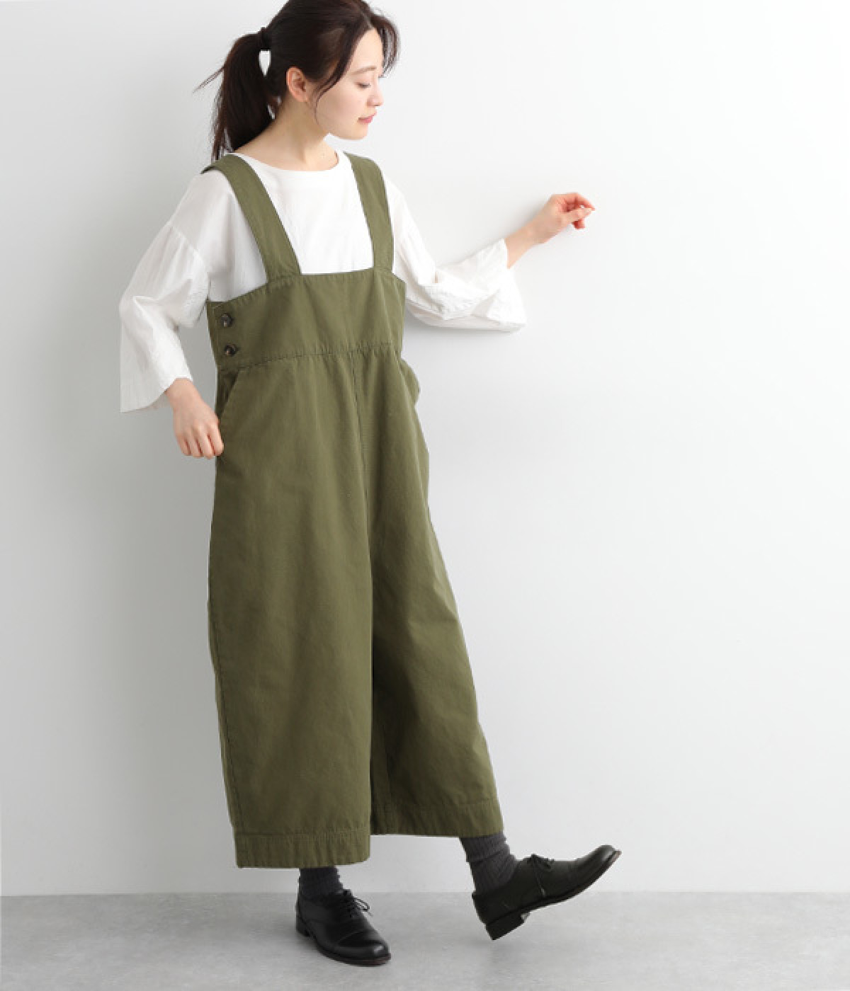 コットンライトキャンバスサロペット(カーキ-ONESIZE)