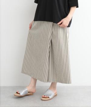 コットンリネン平織ワイドラップパンツ