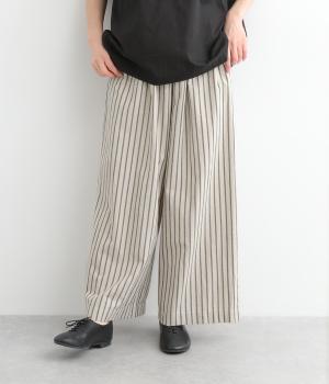 コットンリネン平織ワイドパンツ