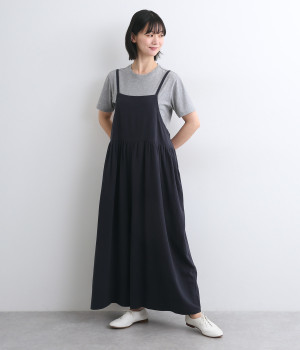 リネンレーヨン平織　キャミサロペットパンツ