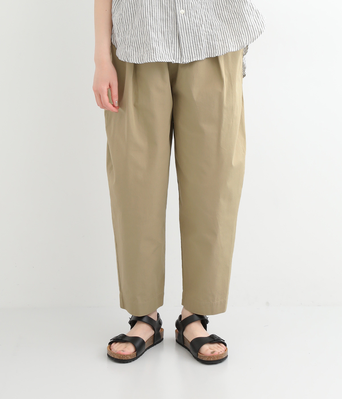 コットンライトウェザーテーパードパンツ(ベージュ-ONESIZE)