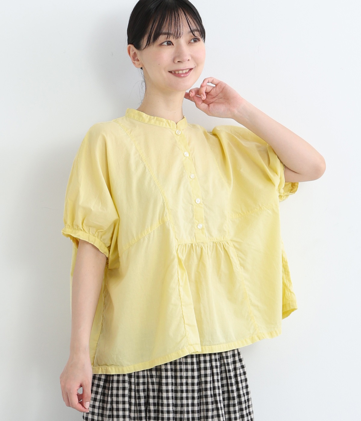 コットンローン日本製品染ドルマンワイドブラウス(レモンイエロー-ONESIZE)