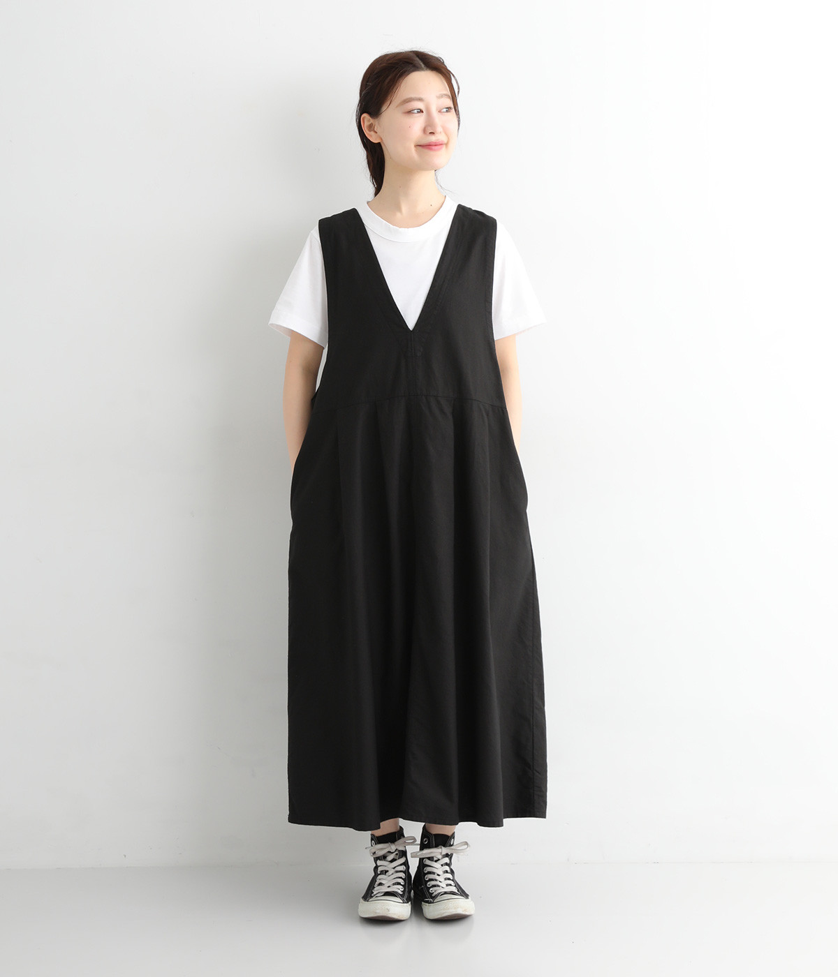 オックス日本製品染め2wayジャンパースカート(ブラック-ONESIZE)