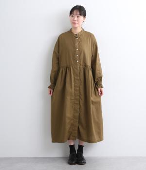 【tukuroi by SUN VALLEY】コットンリネン平織日本製品染　ギャザーワンピース