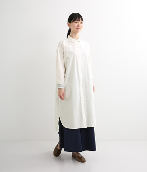 無地ジャーナル前開きワンピース(ホワイト-ONESIZE)