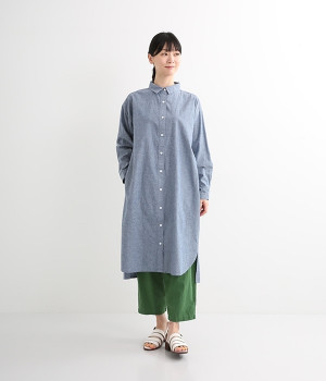 無地ジャーナル前開きワンピース(ブルー-ONESIZE)