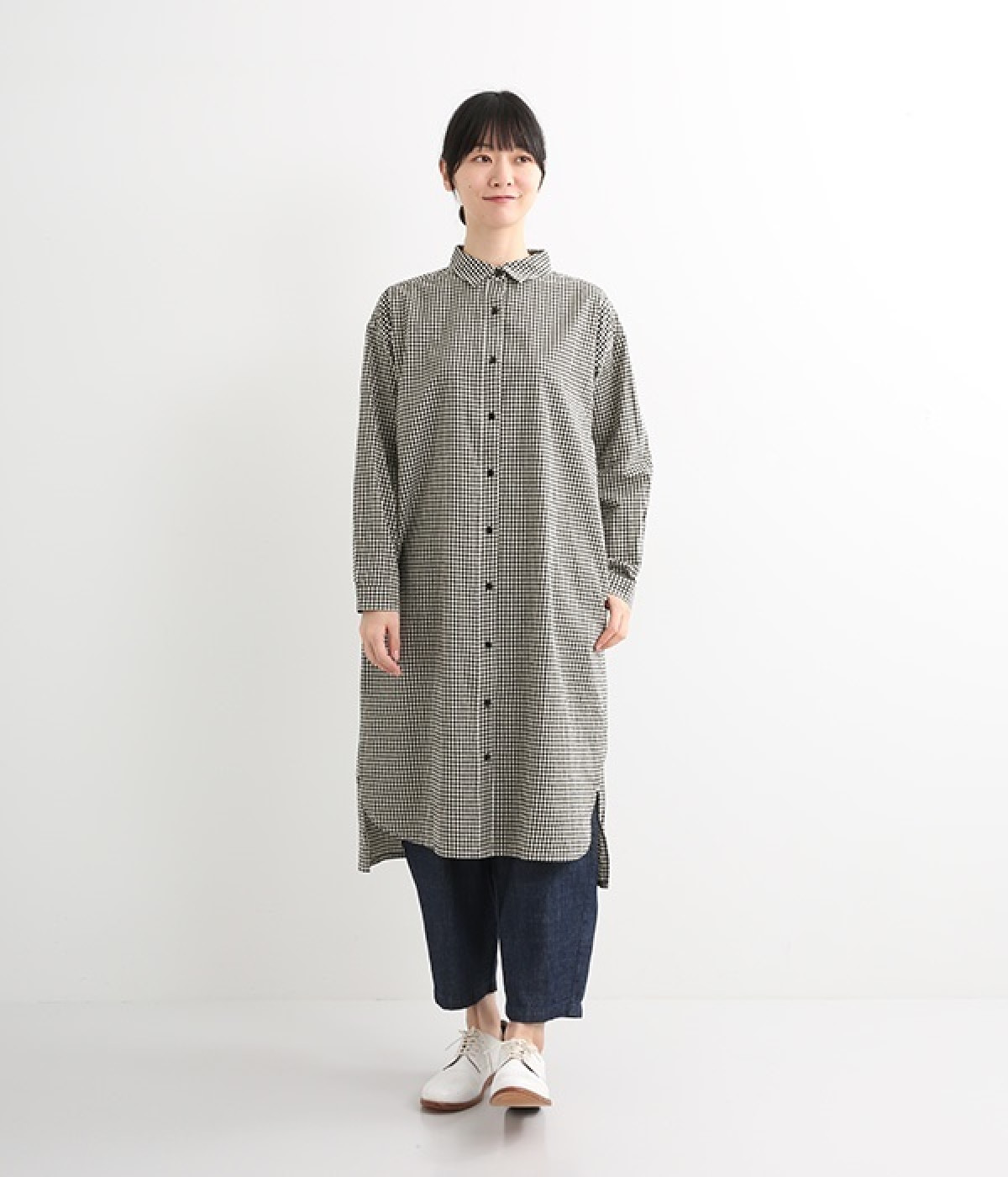 チェックジャーナル前開きワンピース(ブラック-ONESIZE)