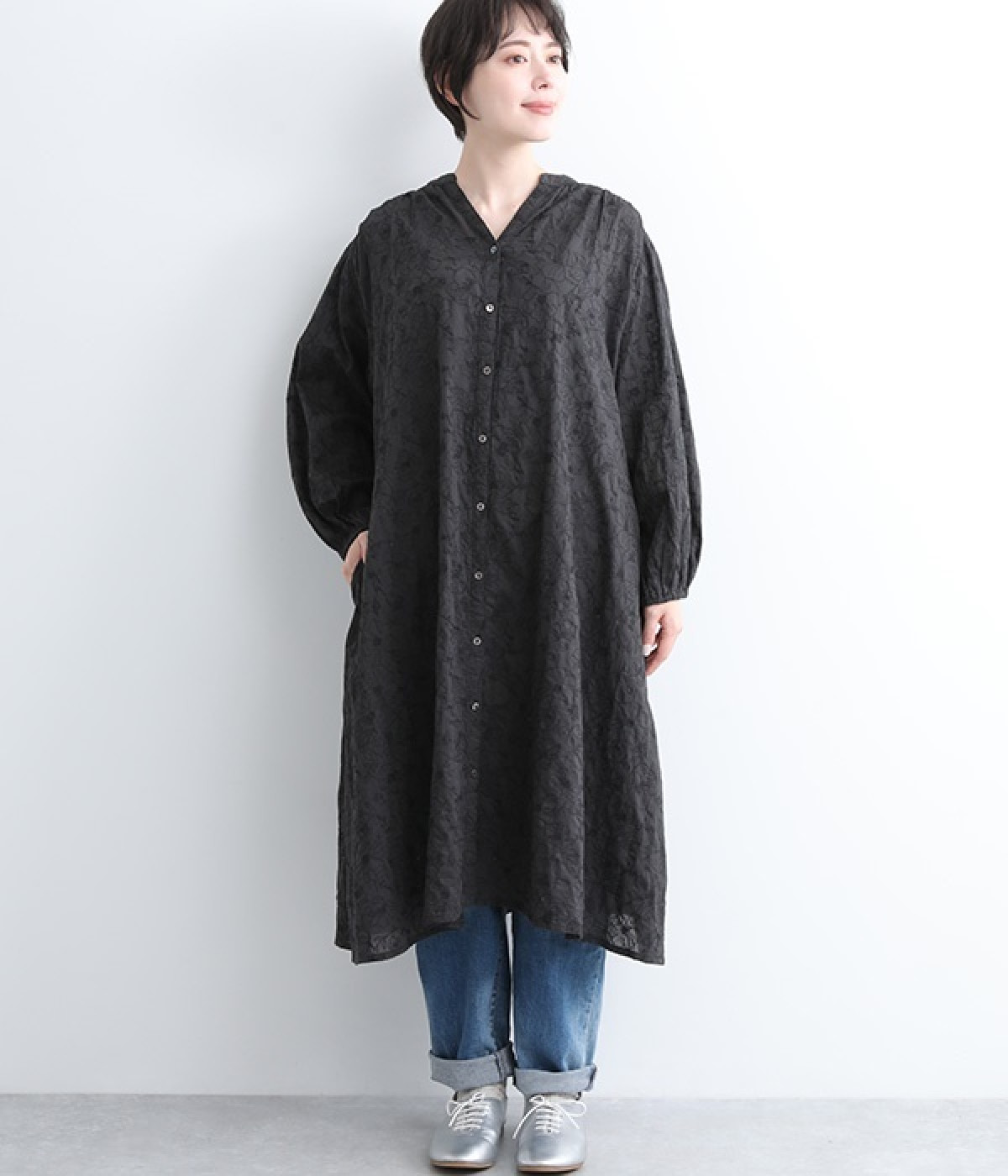 ウィンドミル前開きワンピース(ブラック-ONESIZE)