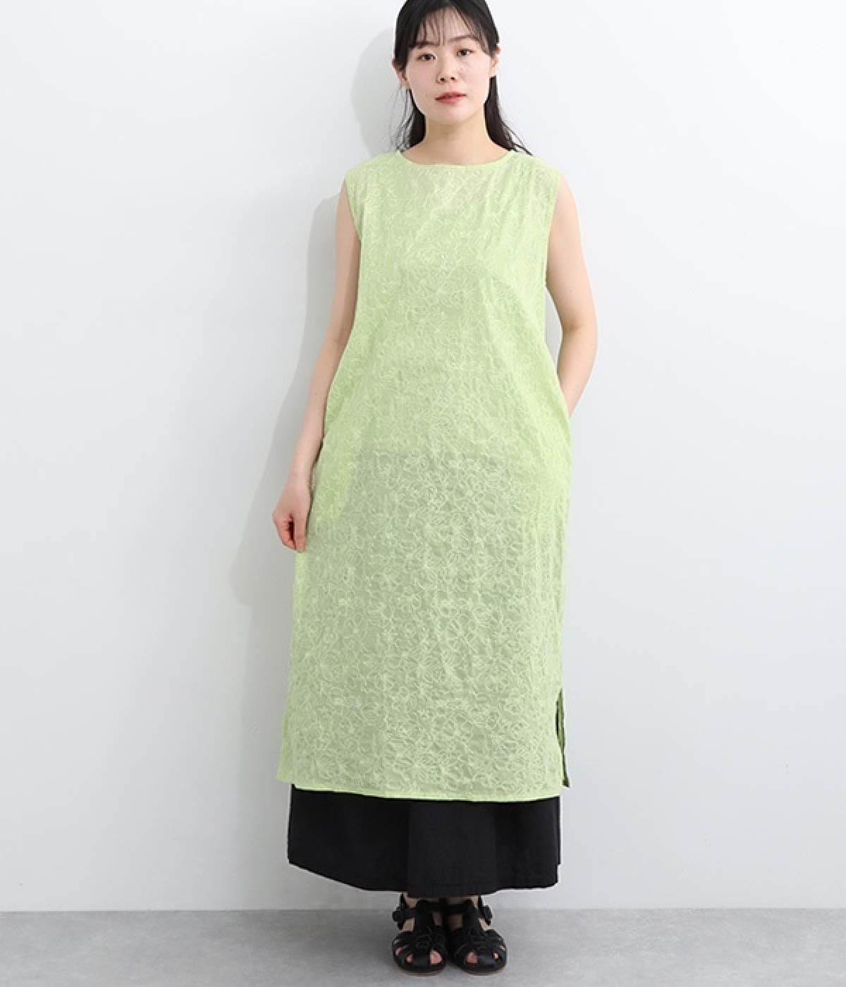 ウィンドミルノースリーブワンピース(グリーン-ONESIZE)