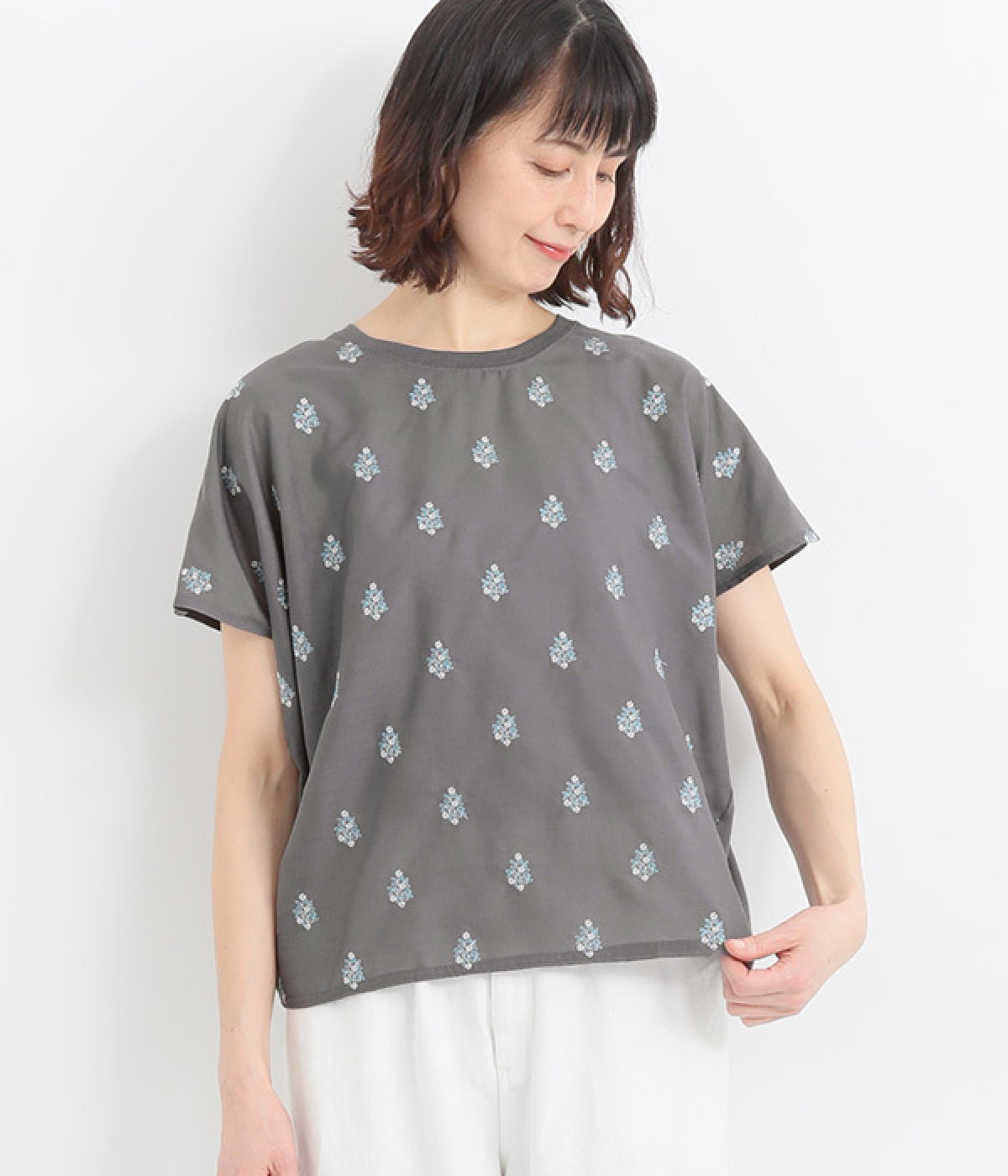 刺繍コモンブーケプルオーバー(グレー-ONESIZE)