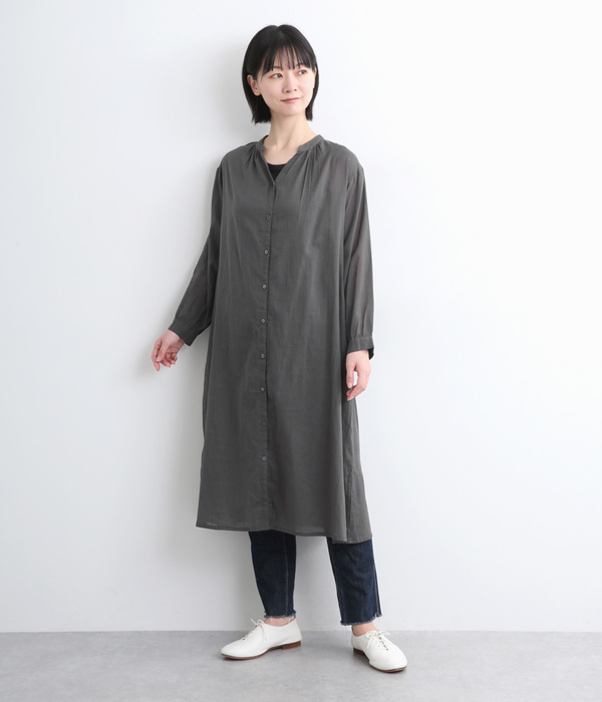 ウィンド前開きワンピース(ダークグレー-ONESIZE)