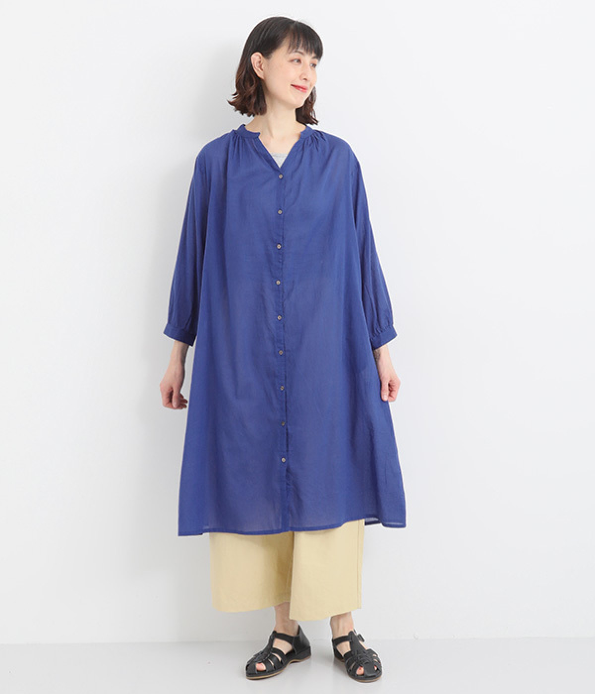 ウィンド前開きワンピース(ブルー-ONESIZE)