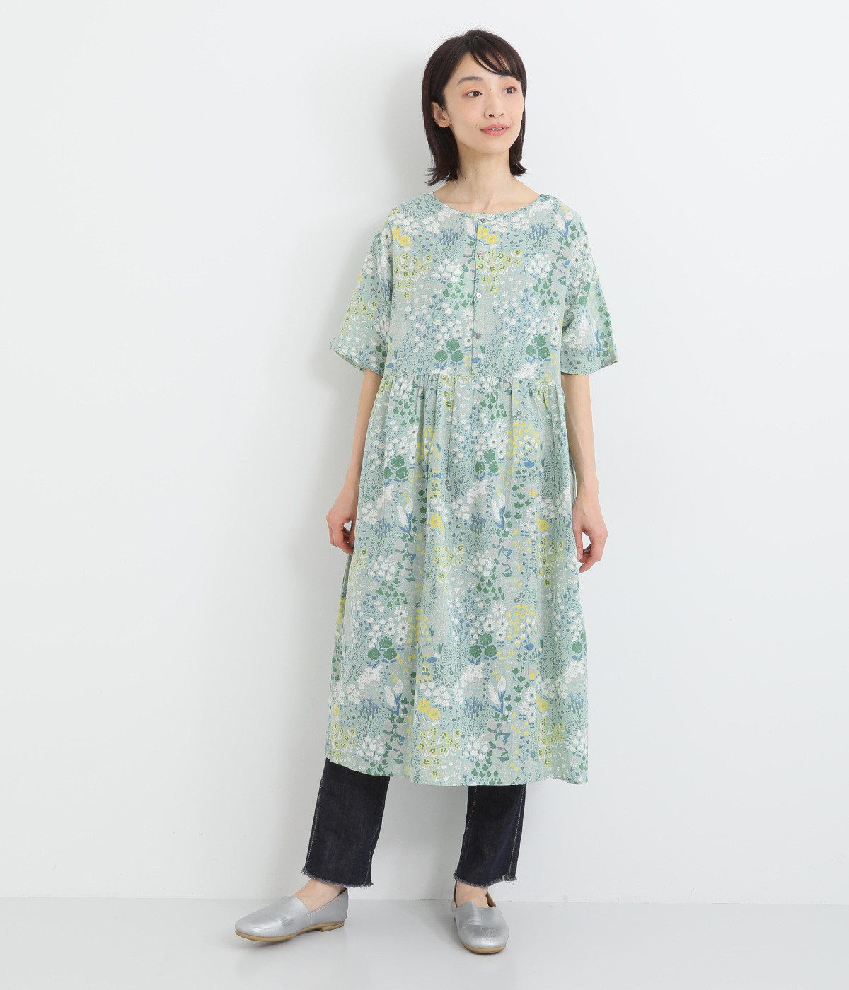 ハナゾノ半袖前後2wayワンピース(ミント-ONESIZE)
