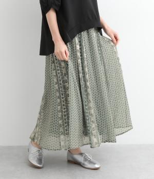 ジャカードシフォンプリント12枚接スカート