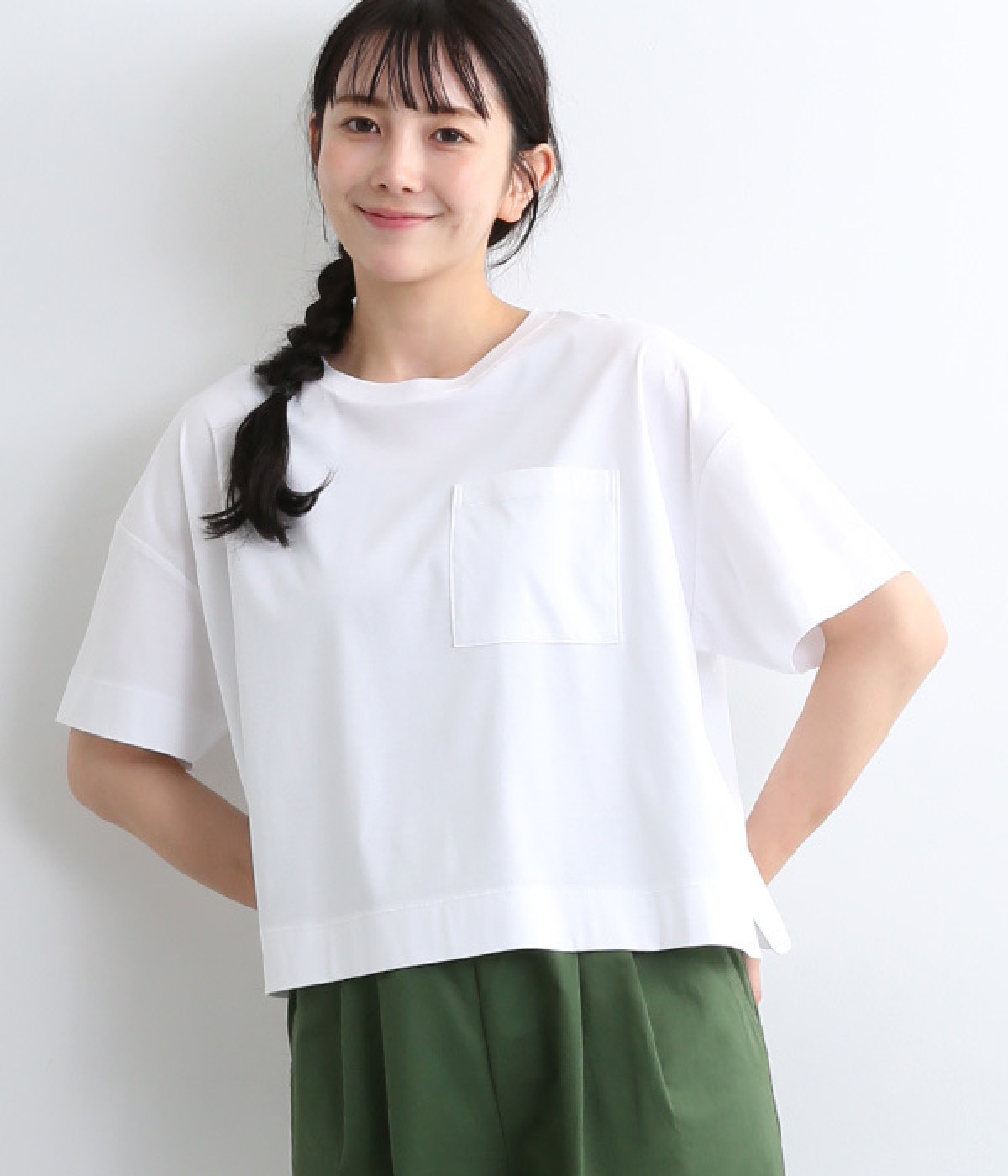 コットンスムースシルケットワイドTシャツ(オフホワイト-ONESIZE)