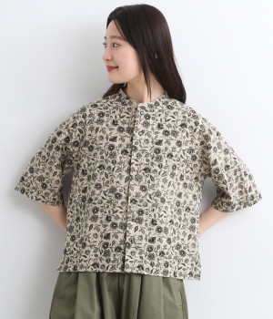 「SARASA」スタンドカラーシャツジャケット(ブラック-0)