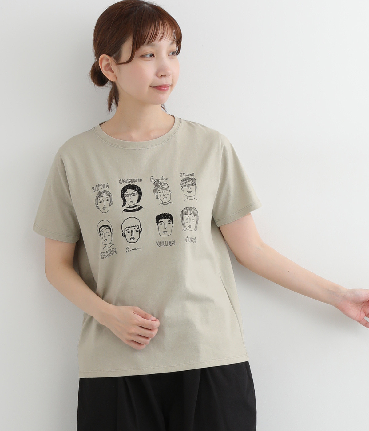 コットン天竺全員集合プリントTシャツ(ミント-ONESIZE)