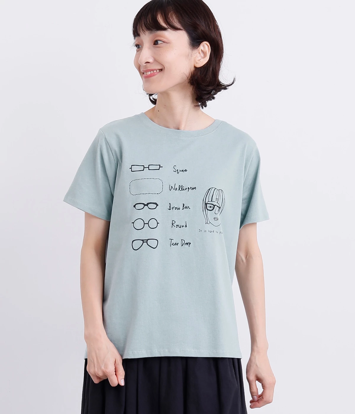 コットン天竺メガネセレクトプリントTEE(ブルー-ONESIZE)