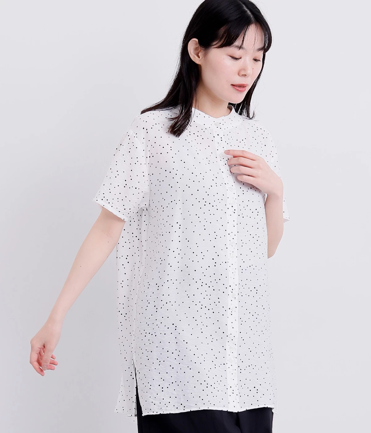 ドットちびハイネックチュニック(オフ-ONESIZE)