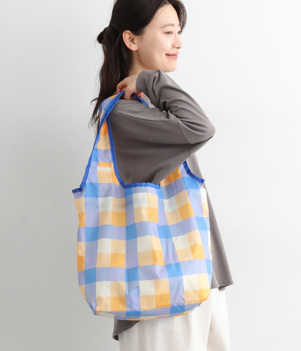 コンパクト Shopping Bag(ブルー×オレンジ-ONESIZE)