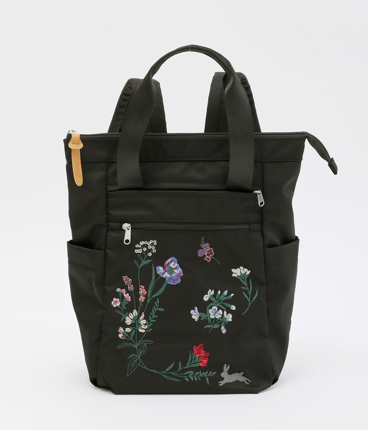 ｢glanta｣シークレットフォレスト刺繍リュック&トートバッグ(ブラック-ONESIZE)
