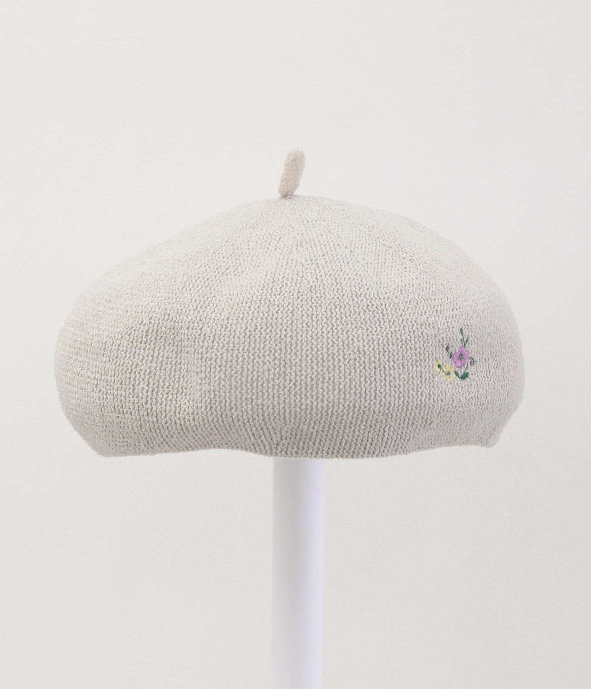 プチフルール刺繍ぽこぽこベレー帽(ライトグレー-ONESIZE)