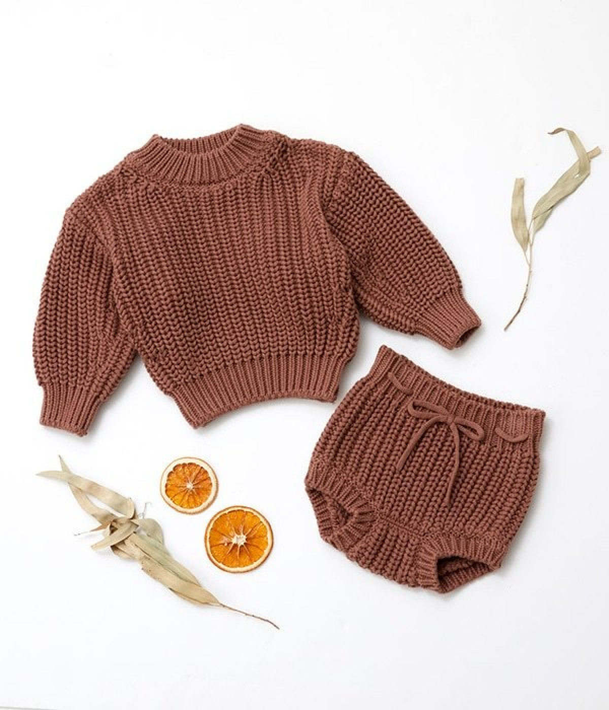 chunky knit sweater/knit tie bloomer(ピーカン-612)