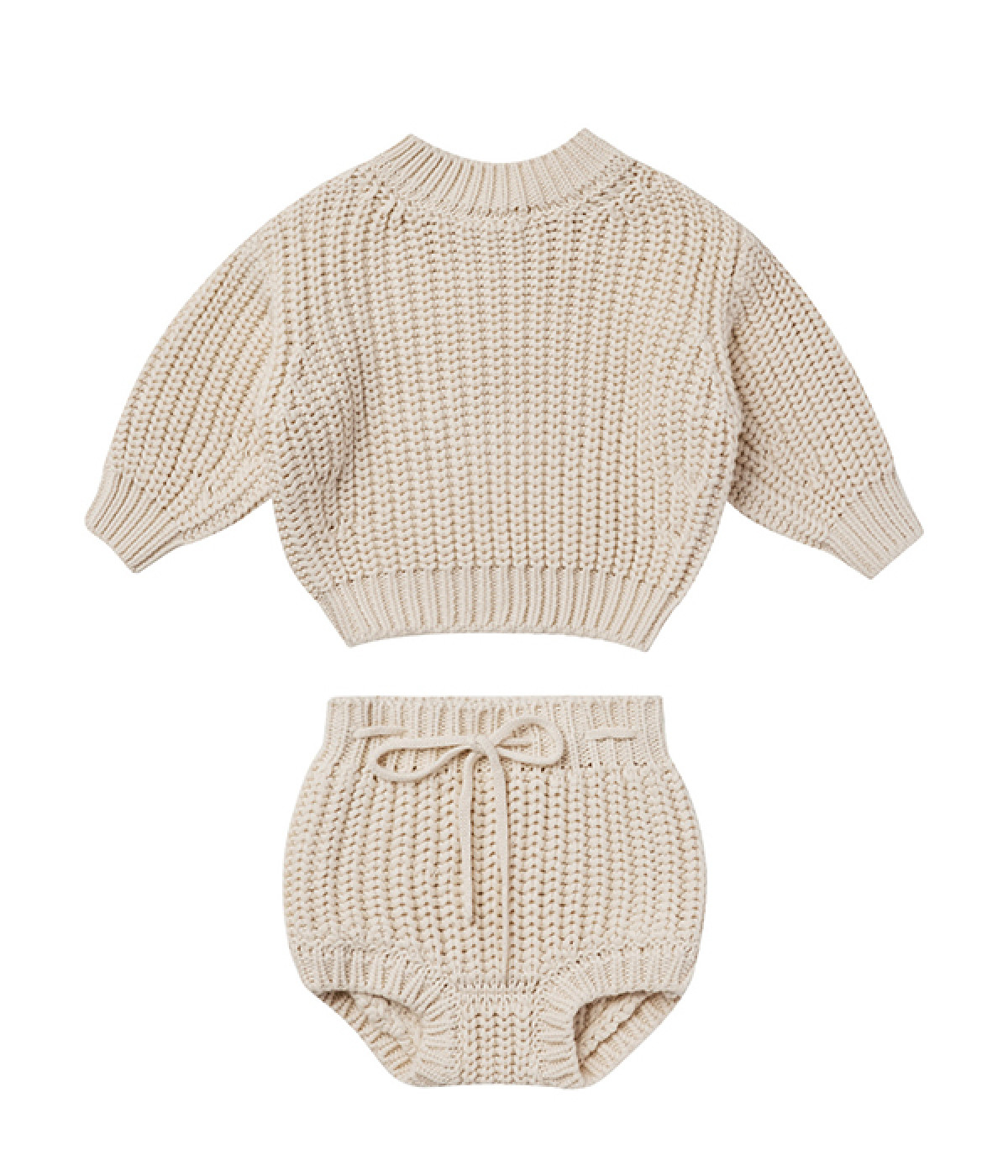 chunky knit sweater/knit tie bloomer(ナチュラル-612)
