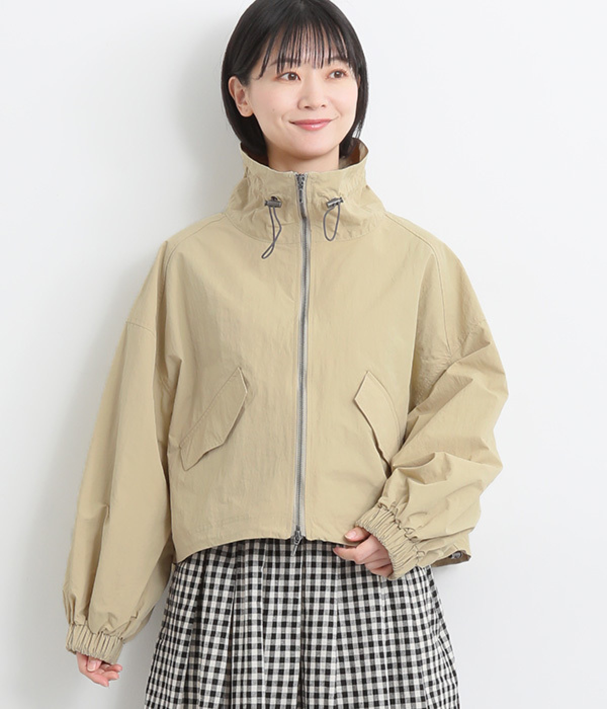 撥水加工ショートマウンテンパーカ(ベージュ-ONESIZE)