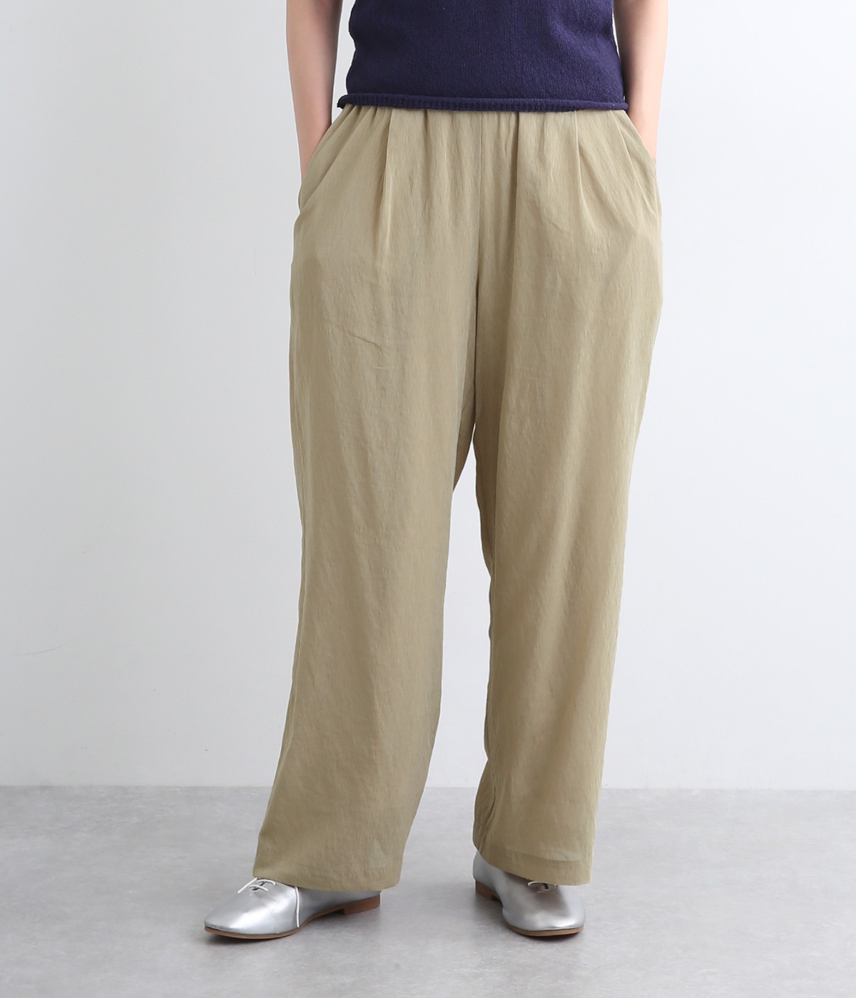 ハイツイストシアーストレートパンツ(イエローベージュ-ONESIZE)