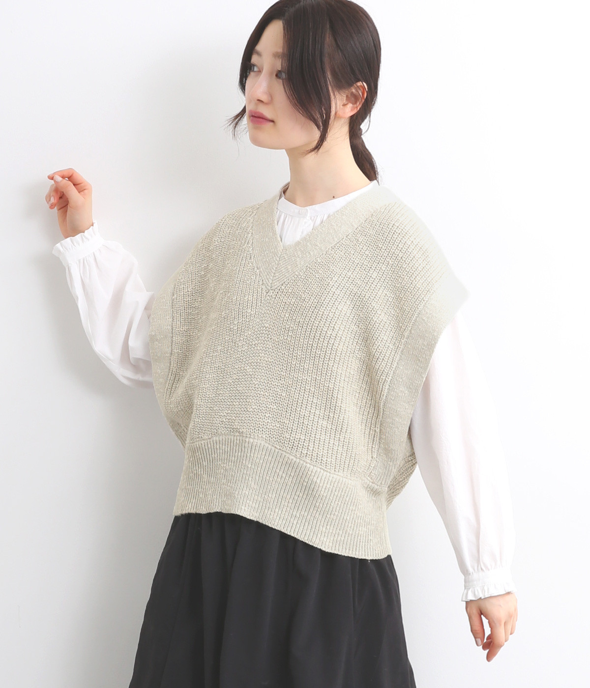 ミックスヤーンニットベスト(オフミックス-ONESIZE)