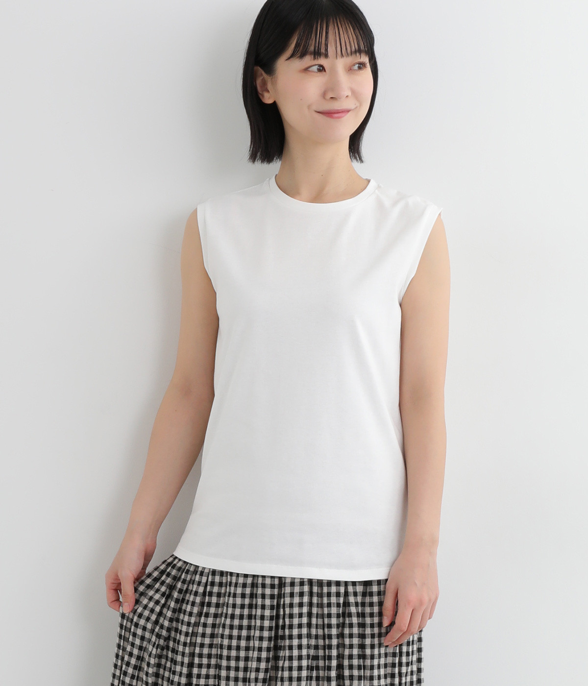 USAコットン天竺汗染み防止加工スリーブレスベーシックプルオーバー(オフ-ONESIZE)