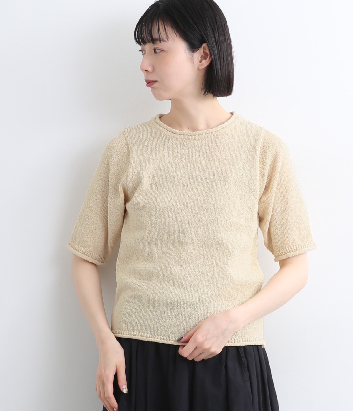 スラブヤーンニットプルオーバー(アイボリー-ONESIZE)