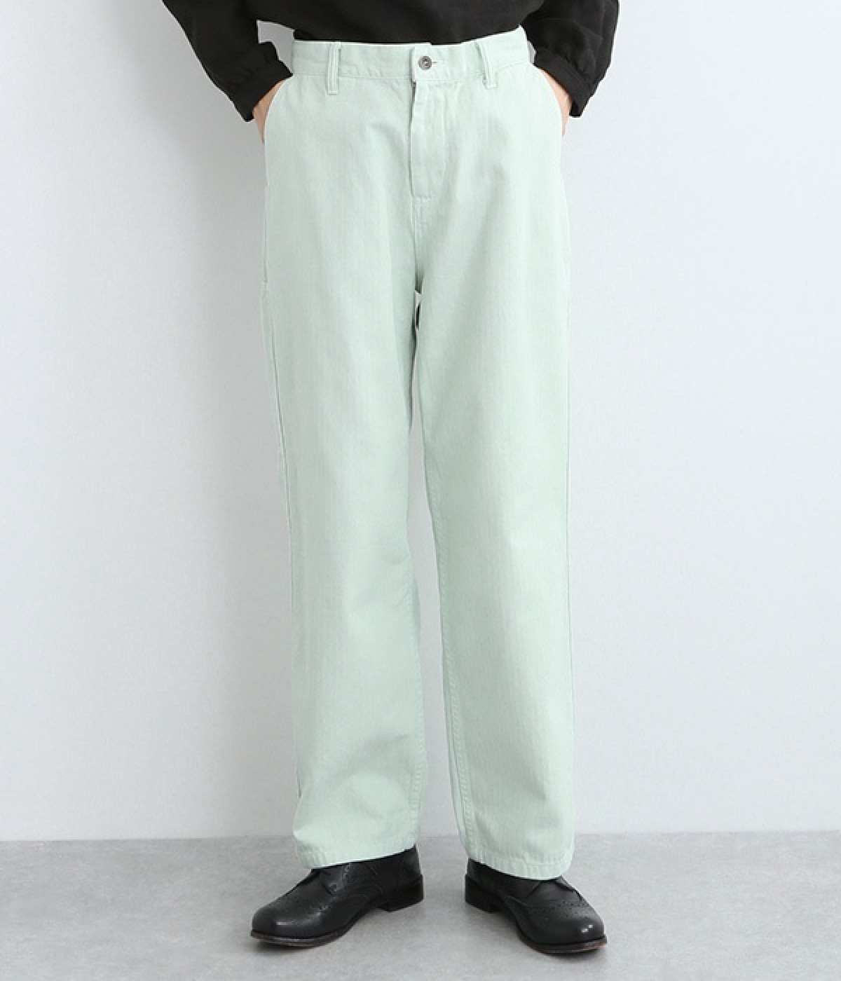 ヘリンボーン ガーメントダイ　パンツ(アイスグリーン-ONESIZE)