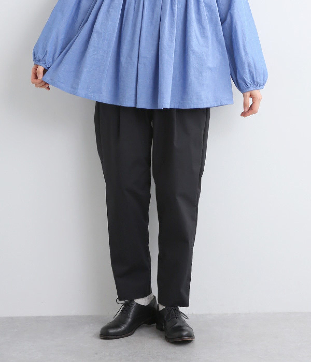 コンフォートライトストレッチ ストレートパンツ(ブラック-ONESIZE)