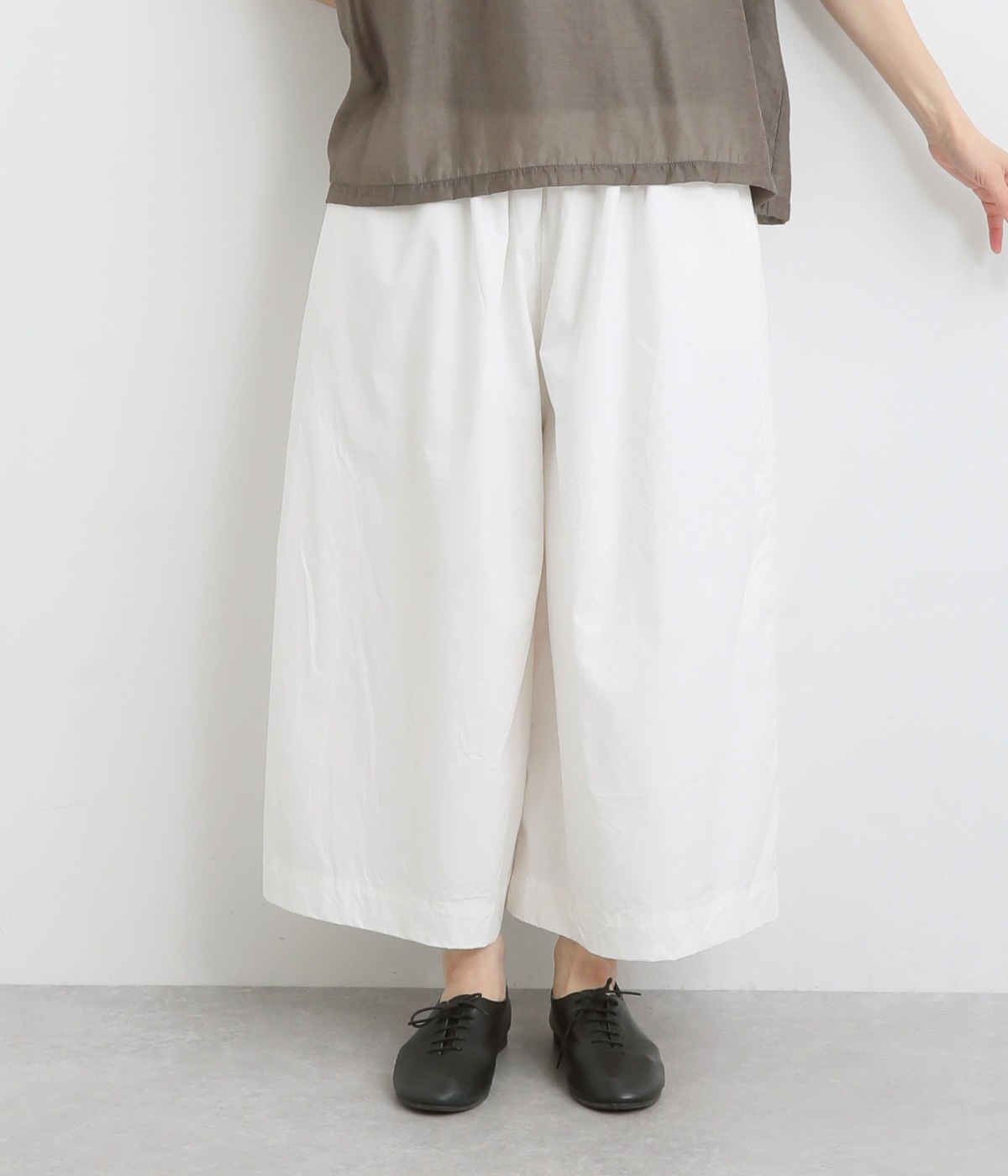 コットンツイル ワイドパンツ(ホワイト-ONESIZE)